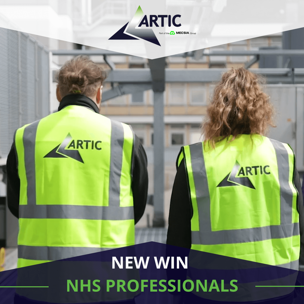 Back of Artic Engineers as they walk with high vis on. New Commercial Office Maintenance Win - NHS Professionals